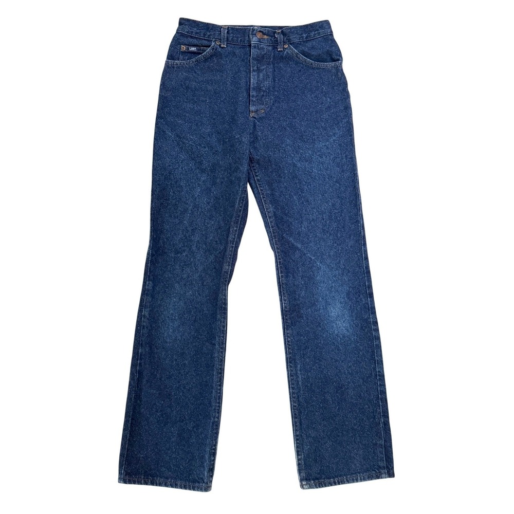 Vintage Lee Jeans Straight Leg High Rise 29x32 Dark Rigid 100%‎ Cotton USA Made